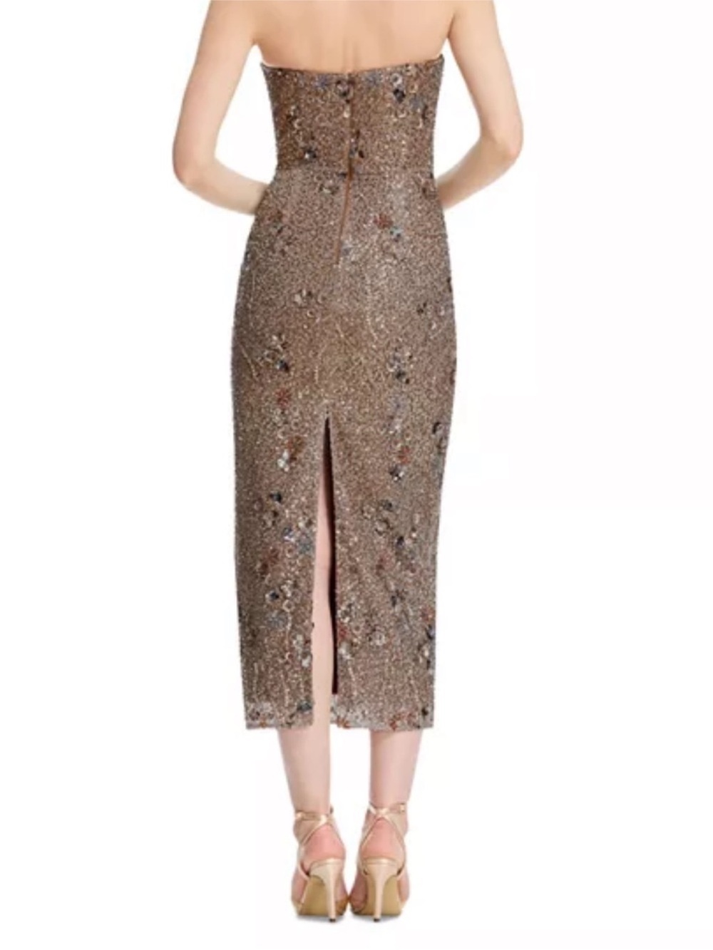 Dress the Population Shailene Dress in Bronze Multi Sequin Beaded Strapless - Picture 5 of 10